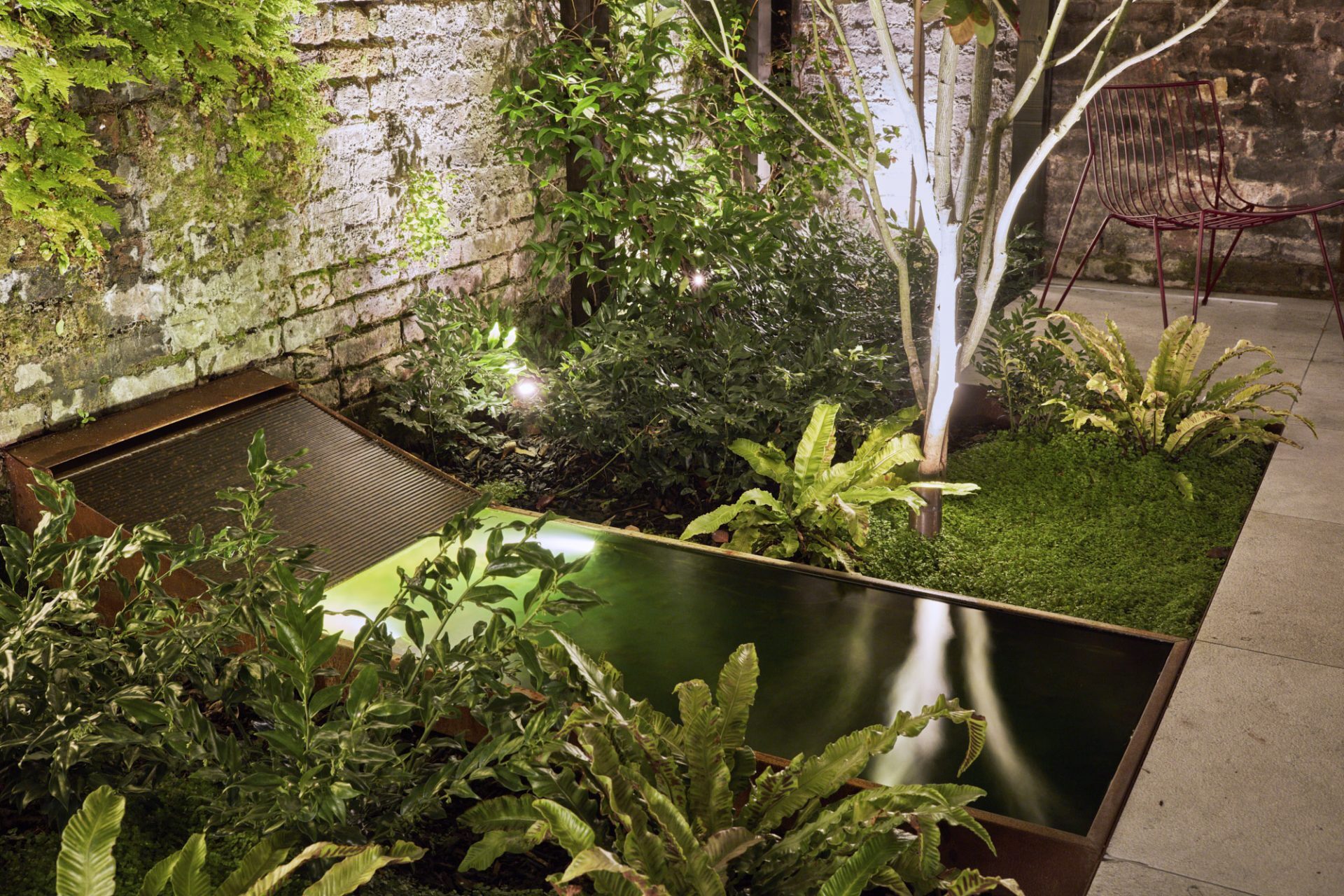 Water feature in garden